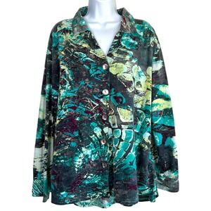 Parsley and‎ Sage Womens Artsy Abstract Button Up Top Size Extra Large Eclectic
